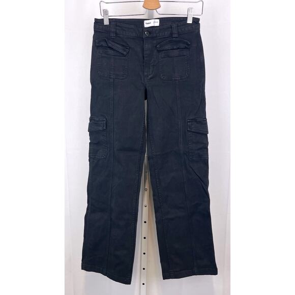 TNA Aritzia Relay Cargo Pants Straight Leg Pockets Zip Fly Mid Rise Black Size 6 - Picture 1 of 11